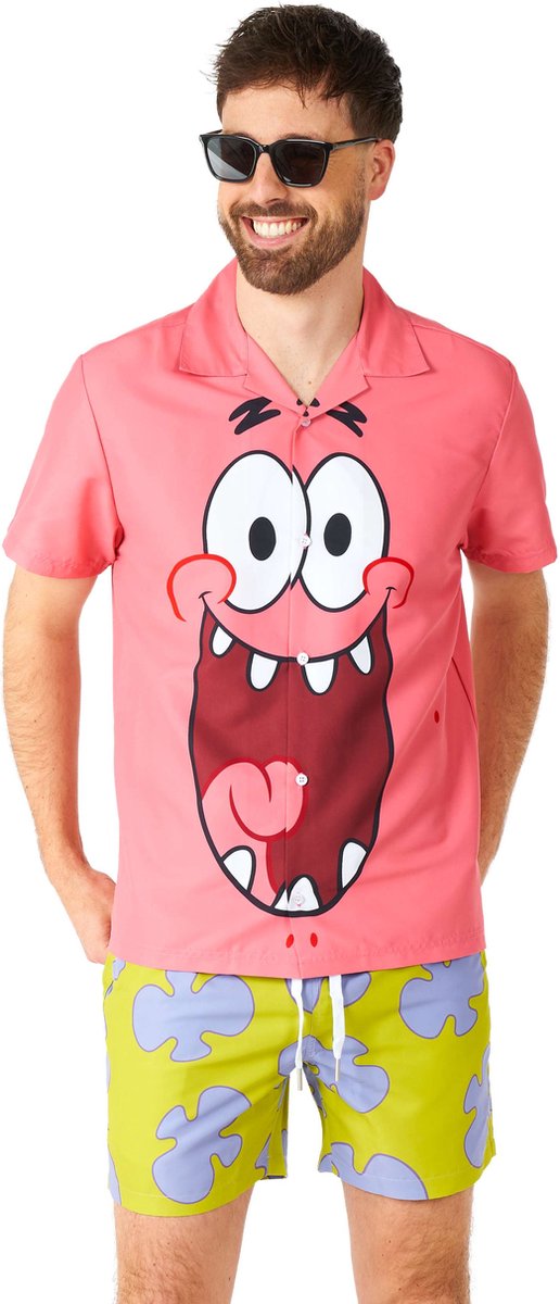 Suitmeister Patrick™ - Heren Zomer Set - SpongeBob Squarepants Outfit - Halloween Kostuum - Carnavalskleding - Roze - Maat: S