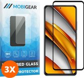 Mobigear - Screenprotector geschikt voor POCO F3 Glazen | Mobigear Premium Screenprotector - Case Friendly - Zwart (3-Pack)