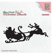 CSIL011 Clearstamp Nellie Snellen Santa Claus - stempel kerstman met slee en rendieren