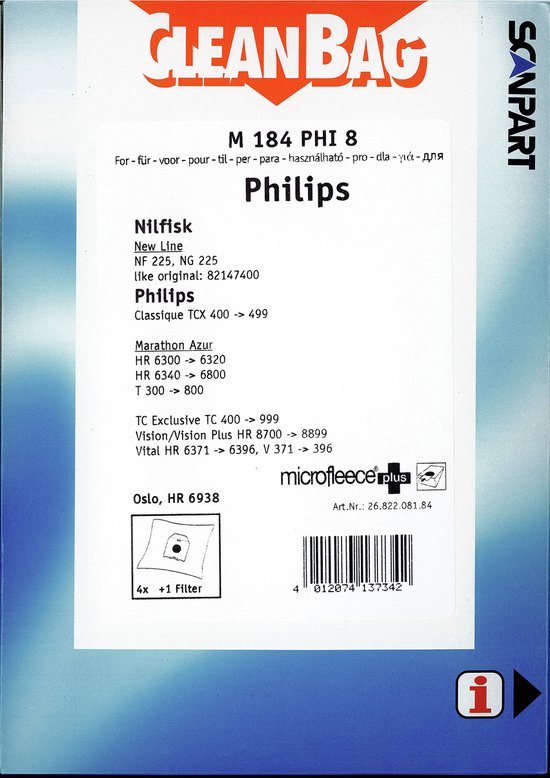 ZZZ-Clan 10 stofzuigerzakken voor Philips Vision Excel HR 8700-8999, stofzak filterzakken ( 2 filters - NV602