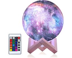 foto van MyLedRoom - Galaxy Lamp / Maan Lamp - Tafellamp - 16 Kleuren - 9 dimstanden - Nachtlamp - 3D geprint - Tafellamp - Nachtlamp - Led kleuren met afstandsbediening