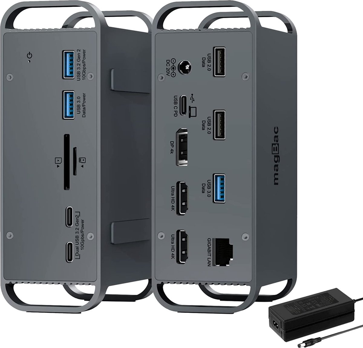 NÖRDIC DOCK-168 USB-C dockingstation - 2xHDMI, 1xDP 4K60Hz, 7xUSB, 1xUSB-C PD65W, 1xRJ45 1xSD, 1xMicro SD -Thunderbolt 3/4