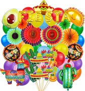 Joya Party® Mexicaans Feest Versiering met Thema Fiesta | Cactus, Sombrero & Pinata Decoratie Ballonnen | Fiestas Verjaardag Feestje | Tuinversiering | Tuinfeest Decoratie