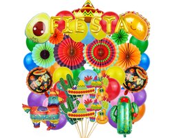 Joya Party® Mexicaans Feest Versiering met Thema Fiesta | Cactus, Sombrero & Pinata Decoratie Ballonnen | Fiestas Verjaardag Feestje | Tuinversiering | Tuinfeest Decoratie