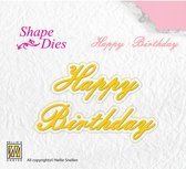 SD095 Nellie Snellen Shape Die Happy Birthday - snijmal tekst - verjaardag - met silhouet