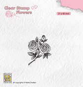 FLO026 Nellie Snellen Flowers Clearstamp Rose Twig - stempel rozentakje - roosje - roos - tak