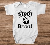 Soft Touch Rompertje met tekst - ik ben braaf Sinterklaas | Baby rompertje met leuke tekst | | kraamcadeau | 0 tot 3 maanden | GRATIS verzending