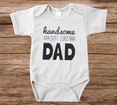 Soft Touch Rompertje met tekst - handsome dad | Baby rompertje met leuke tekst | | kraamcadeau | 0 tot 3 maanden | GRATIS verzending