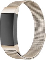 Bandje Voor Fitbit Charge 3 & 4 Milanese Band - Champagne (Goud) - Maat: ML - Horlogebandje, Armband