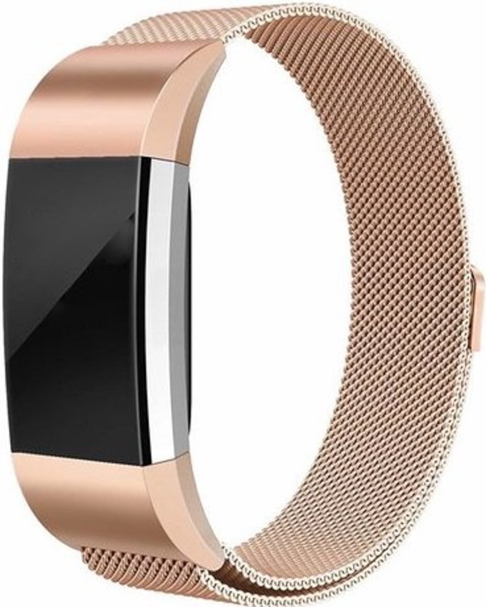 Geschikt voor Fitbit charge 2 milanese band - rose goud - Large