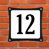 Namengigant Huisnummerbord Emaille-Look - Nummer 12 - Standaard - 10 x 10 cm | incl. schroeven