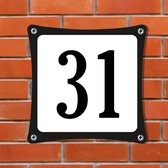 Namengigant Huisnummerbord Emaille-Look - Nummer 31 - Standaard - 10 x 10 cm | incl. schroeven