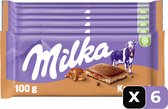 Milka Chocolade Reep Karamel - 100 g - 6 Stuks - Chocolade - Reep - Voordeelverpakking