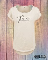 Shirt met print Positive, mind, vibes, life | beige/ 3XL (46-48)