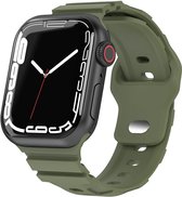 Strap-it Siliconen smartwatch bandje - geschikt voor Apple Watch series 1/2/3/4/5/6/7/8/SE/Ultra - olijfgroen - siliconen armor horlogeband voor iWatch maat 42 mm 44 mm 45 mm 49 mm - Maat: 42 - 44 - 45 - 49mm