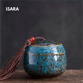 ISARA Luxueuze Mini Urn Hond Kat Vogel – Urne – Keramiek – Urnen – Urn Voor Dieren – Urn Hond Overleden – Urn Kat – 130 ML – Blauw