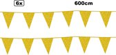 6x Vlaggenlijn glitter goud 600cm - Festival thema feest party fun verjaardag glitter and glamour