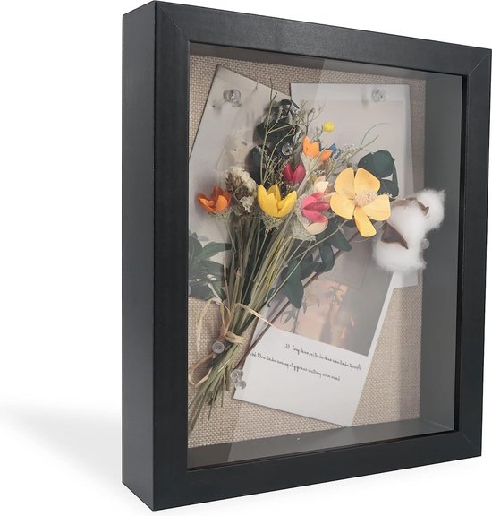 Cadre photo 3D cadre objet profond 20 x 25 cm noir avec panneau en verre  pour remplir... | bol.com