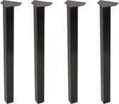 Zwarte vierkanten industriële meubelpoot 72 cm (set van 4)