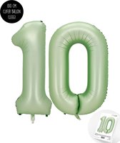 Ballon Aluminium Chiffre XXL - Numéro 10 ans - Olive - Vert - Satin - Nude - 100 cm - 10 ans - Articles de fête Anniversaire