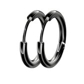 Oorringen - titanium steel - staal - kleur zwart - 12 mm - hypoallergeen