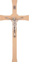 Klassiek Houten hangend kruis - 42x18cm - Beige