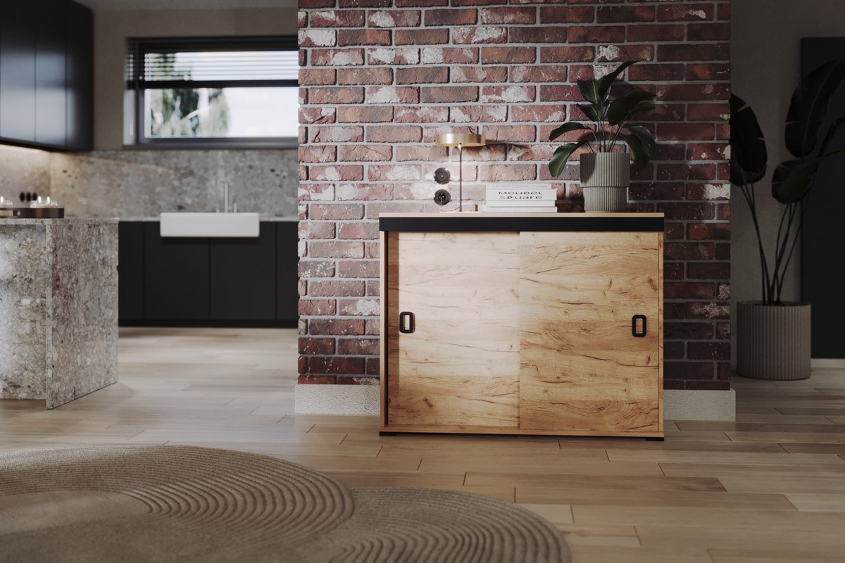 Meubel Square - Dressoir RETAGE - Eiken - 120cm - Kast