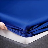 Decoware Glans satijn hoeslaken - Blauw - 160x200 cm