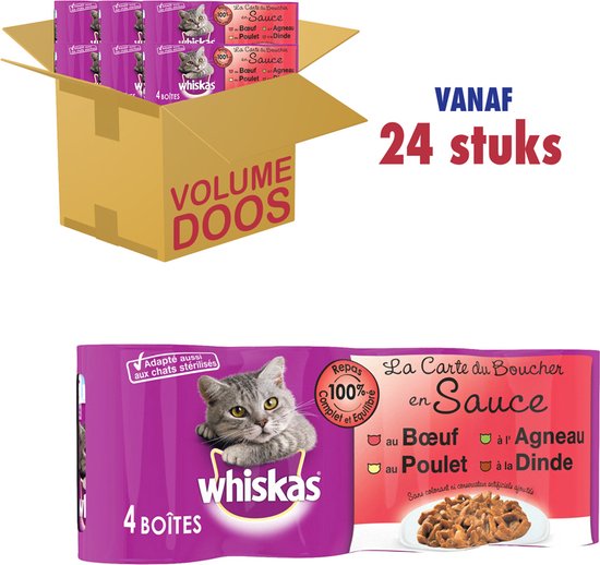 Whiskas Natvoer Mixselectie Vlees in Blik (24 x 400gr) bol