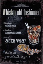 Metalen wandbord Cocktail Whisky old fashioned - 20 x 30 cm