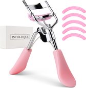INTER-ESQUE® Wimperkruller - Eyelash Curler + 5x Gratis Extra Siliconen Pad - Roze