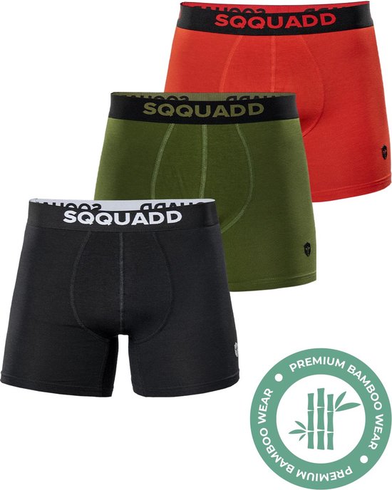 SQQUADD® Bamboe Ondergoed Heren - 3-pack Boxershorts - Maat L - Comfort en Kwaliteit - Voor Mannen - Bamboo - Zwart/Groen/Blauw