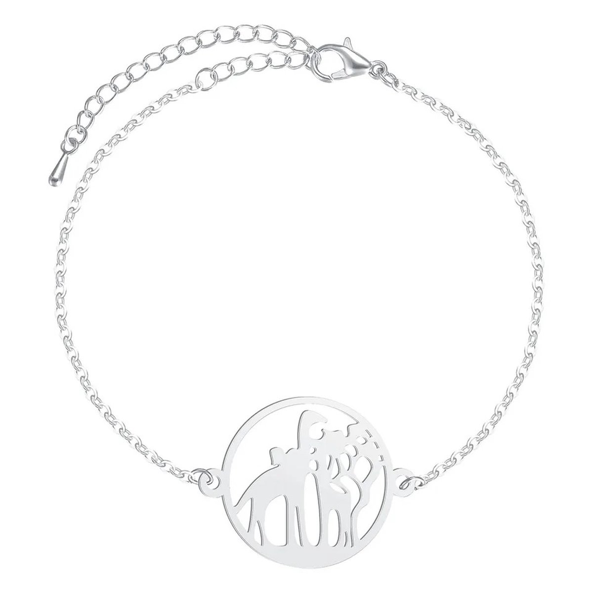 GoedeDoelen.Shop | Armband Giraf Silver | Giraffe Armband | RVS Armband | Polsmaat Tot 20 CM | Vriendschapsarmband | Statement Armband | Unisex Armband | Wildlife | Moeder Kind Armband | Wellness-House
