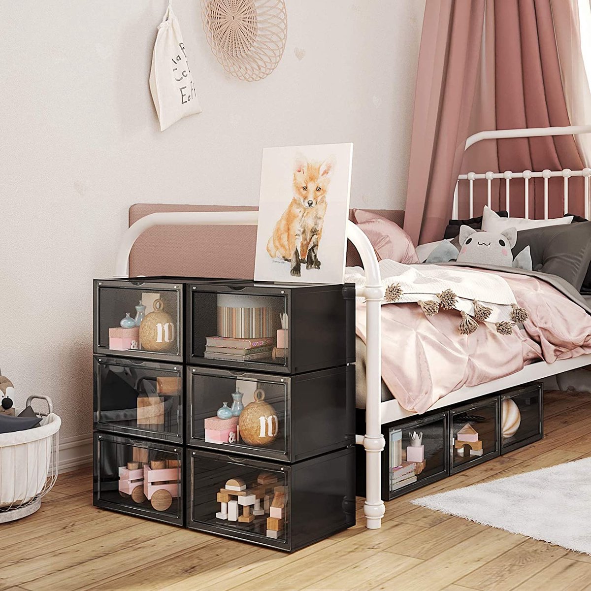 Kuject Schoendozen Grote schoenenorganizer opbergdozen voor kast, doorzichtige plastic stapelbare sneakercontainers met deksels, geweldige vervanging voor schoenenrek, ruimtebesparend voor entree
