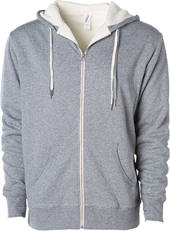 Unisex Sherpa Lined Zip Hoodie Salt-N-Pepper - S