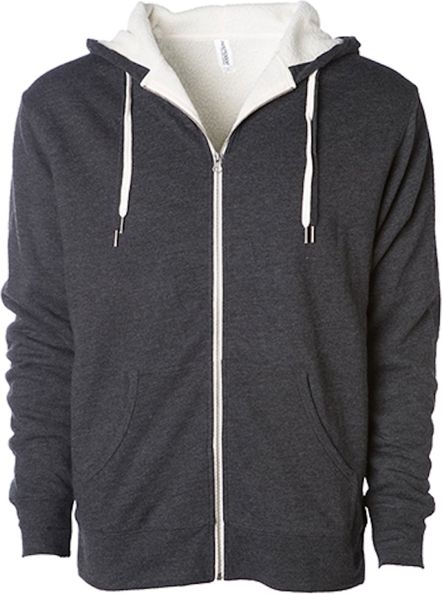 Independent Unisex Sherpa Lined Zip Hooded Jacket Charcoal Heather