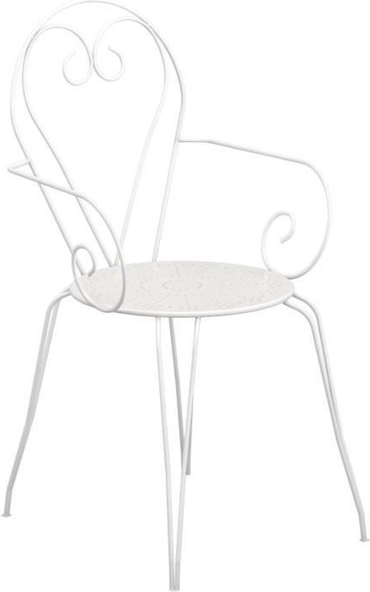 Set de 4 chaises de jardin empilables romantiques en fer forgé - blanc | bol