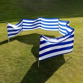 Windbescherming Ca. 800 x 80 cm blauw/wit met draagriem en bevestigingsriemen voor strand, camping en tuin