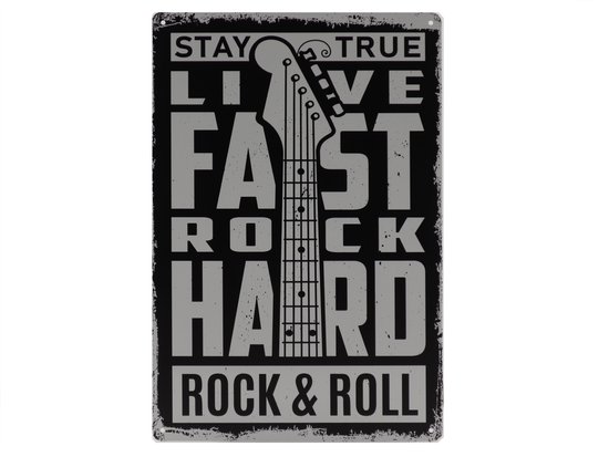 Enseigne murale - Live fast - Rock - Vintage - Rétro - Décoration murale - Enseigne Publicité - Restaurant - Pub - Bar - Café - Traiteur - Plaque en Métal - 20x30cm