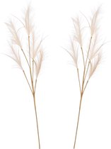 House of Seasons plume herbe tige/branche lâche - 2x - tiges multiples - blanc crème - 98 cm - Décoration fleurs artificielles