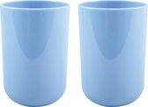 MSV Drinkbeker/limonadebeker - 4x - PS kunststof - lichtblauw - 490 ml - camping beker