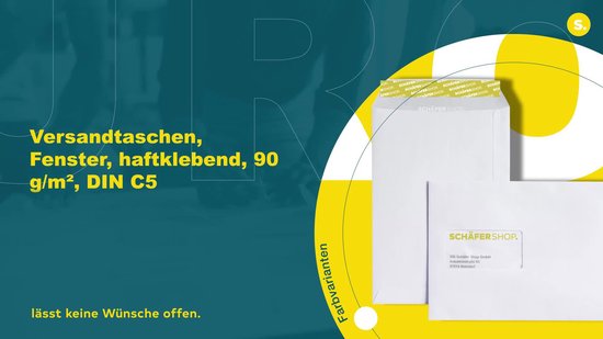 Schäfer Shop Genius Verzendenveloppen, venster, klevend, 90 g/m², C5, 500 stuks, offset wit