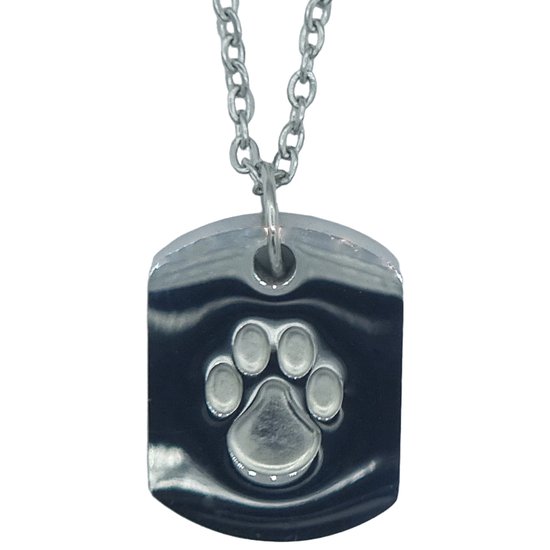 Collier avec pendentif en frêne - Gardez près de vous le souvenir de votre chien bien-aimé - Acier de Premium de couleur argentée - Longueur de la chaîne 60 cm, pendentif commémoratif 2,45 x 2 cm