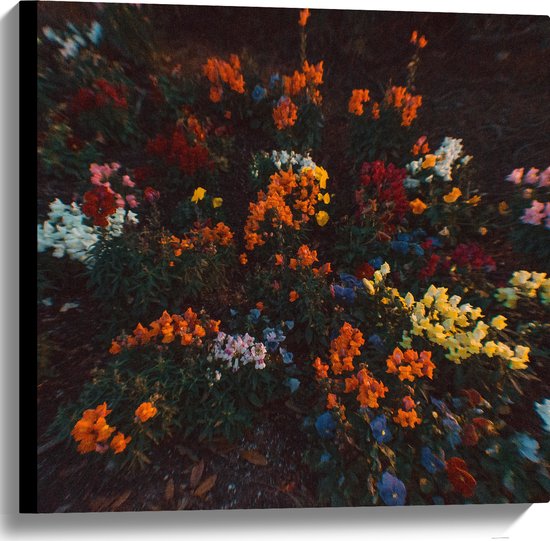 Canvas - Bloemen - Wazig - Natuur - Bossen - Kleuren - Bladeren - 60x60 cm Foto op Canvas Schilderij (Wanddecoratie op Canvas)