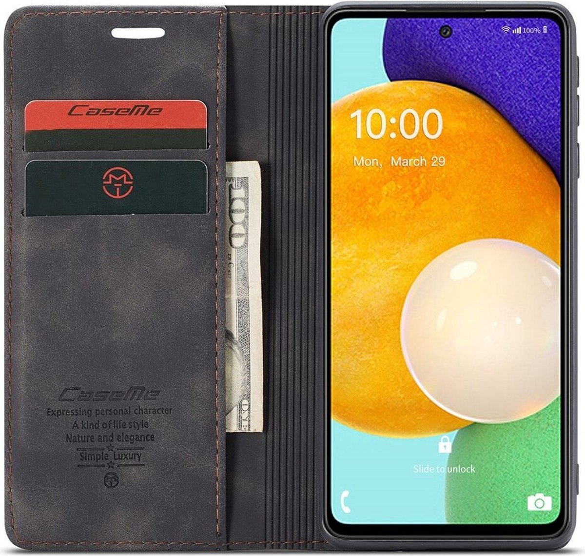 CaseMe 013 Book Case met Pasjeshouder Geschikt voor Samsung Galaxy A53 Hoesje Zwart