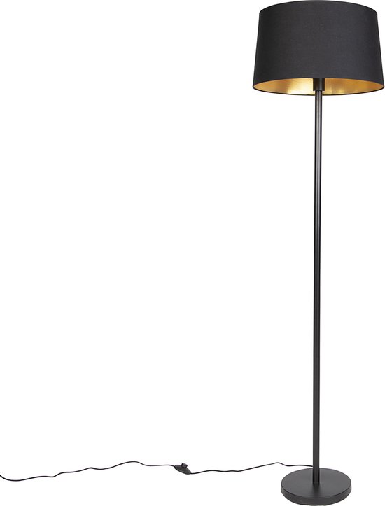 QAZQA simplo - Moderne Dimbare LED Smart Vloerlamp | Staande Lamp met kap incl. wifi met Dimmer - 1 lichts - H 169 cm - Zwart - Woonkamer | Slaapkamer