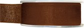 1x Hobby/decoratie bruine organza sierlinten 2,5 cm/25 mm x 20 meter - Cadeaulint organzalint/ribbon - Striklint linten bruin