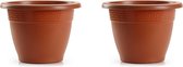 Bloempot terra cotta rond diameter 18 cm - Bloemen/plantenbak/plantenpot van kunststof
