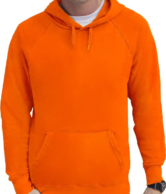 Oranje hoodie / sweater met capuchon - heren - raglan - basics - hooded sweatshirts - Koningsdag / EK en WK supporter L