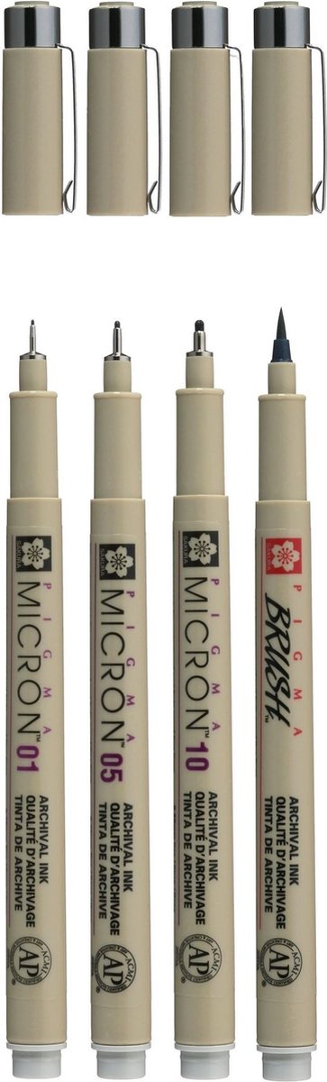 Sakura Pigma Micron fineliner set | 4 maten, Licht Koelgrijs — afbeelding 4